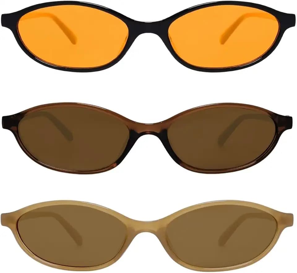 GUVIVI Retro Oval Sunglasses for Women 90s Cat Eye Shades UV protection