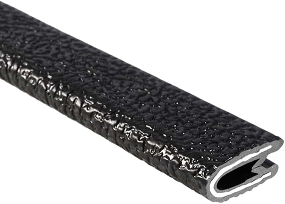 TRIM-LOK Edge Trim, Fits 1/16-Inch Edge, 9/16-Inch Leg Length, 100-Foot Length, Dual Gripping Fingers, Black Pebble Finish, Flexible PVC Construction, Plywood, Glass, and Sheet Metal Edge Protector