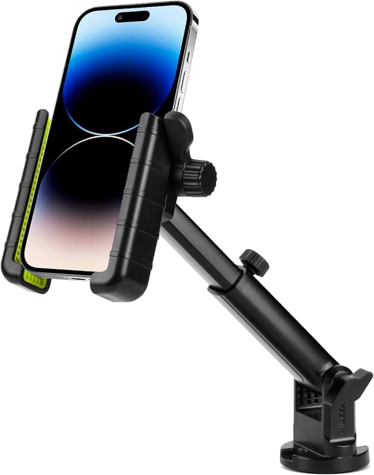 Hikeen Kayak Phone Holder, 360°Adjustable Phone Holder with Long Arm, Kayak Fishing Accessories, Kayak Phone Mount Compatible with Smartphone from 4''-7''（1Pack）
