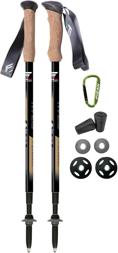 Fizan Compact 4 Trekking Poles – 6.0 oz Ultralight, Backpacking, Thru Hiking Poles, Adjustable, Collapsible, Customized Fit, EVA Grips, Aluminum Walking Sticks (Compact 4)