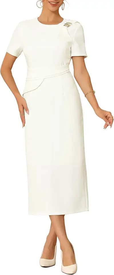 Women's Formal Crewneck Short Sleeve Sheath Dress