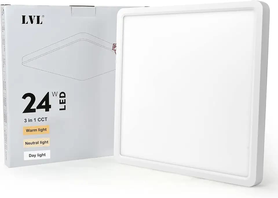 LVL LED Panel Deckenleuchte Flach, Quadratisch 30x30, CCT Farbwechsel, Küchenlampe Deckenleuchte für Wohnzimmer, Schlafzimmer, Badezimmer, Küche, Flur, Büro (weiß, 30cm-24W)