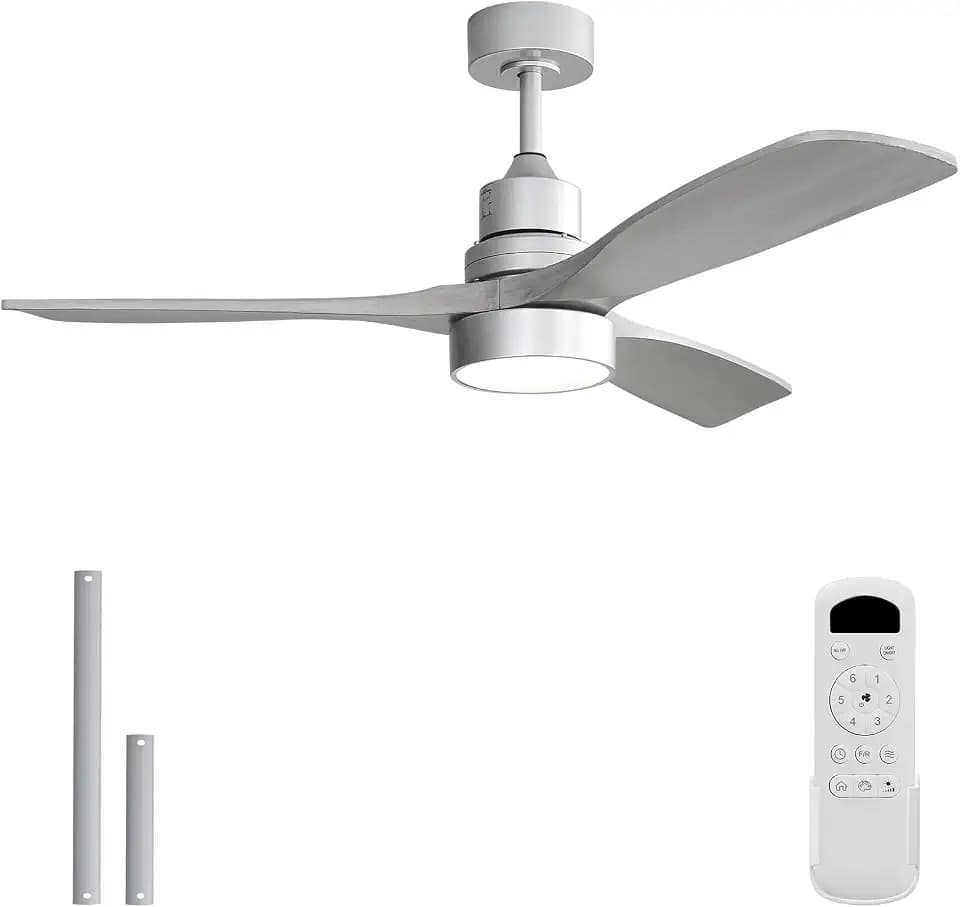 Sofucor 52 Inch Wood Ceiling Fan with Light and Remote for Indoor Outdoor