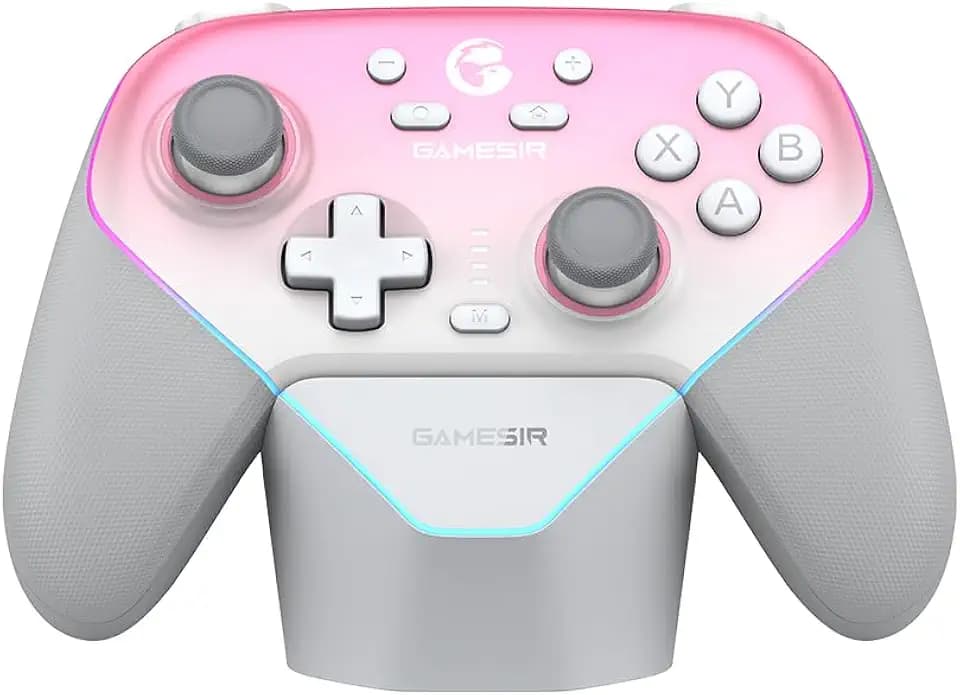 GameSir Super Nova Wireless Gaming Controller for PC/Switch/Switch 2/iOS/Android, 1000Hz Polling Rate, Hall Effect Stick & Trigger, Rubberized Grips, RGB Lighting, 1000mAh - Pink