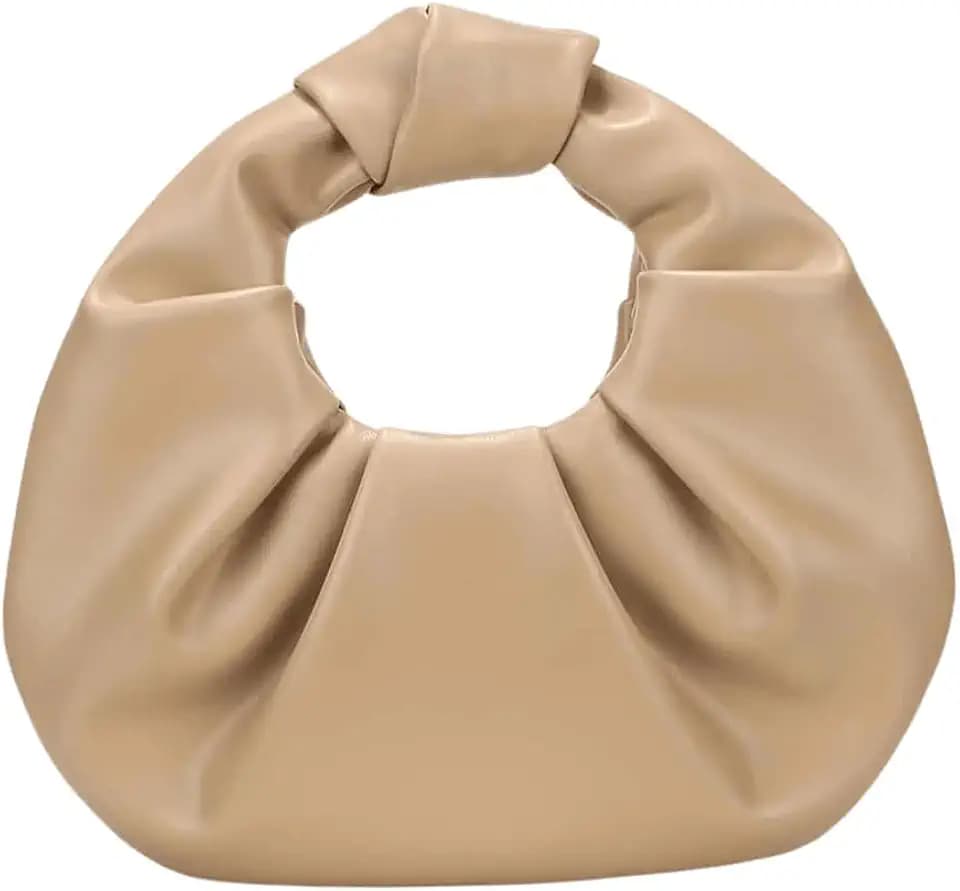 Verdusa Women's Ruched Evening Bag PU Leather Clutch Purse Trendy Small Handbag Wedding Guest Bags
