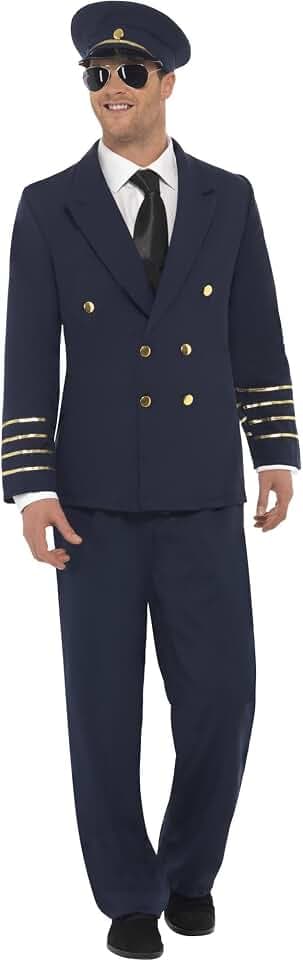 Smiffys Pilot Costume, Navy Blue Halloween und Karneval