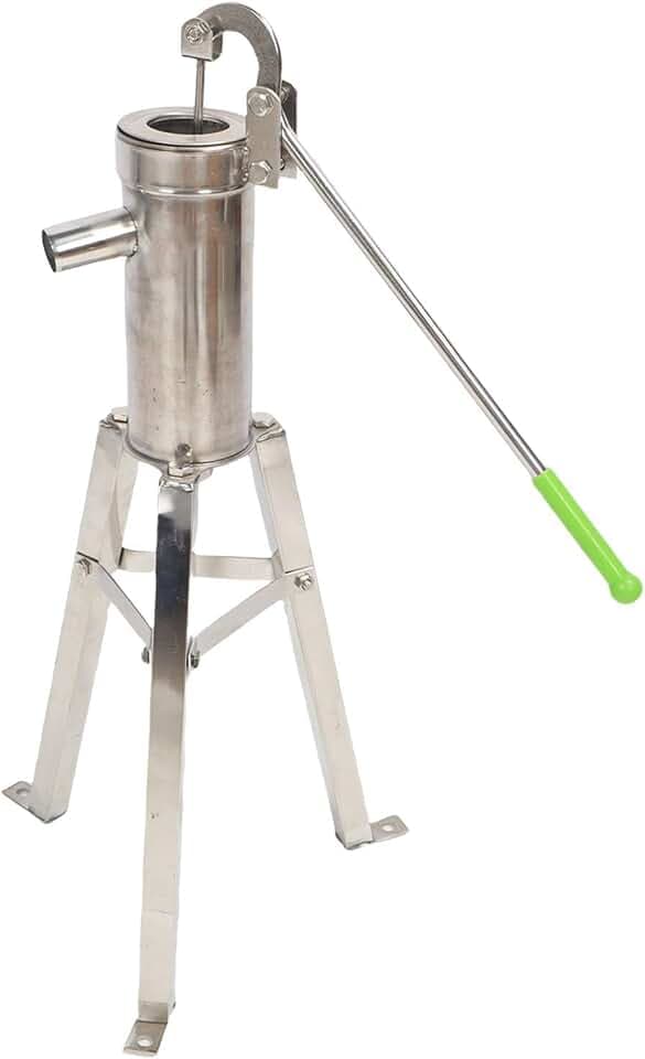 WALFRONT Stainless Steel Manual Well Pump Deep Well Water Suction Hand Pump Groundwater Pitcher Kit with Stand 8M Suction Lift