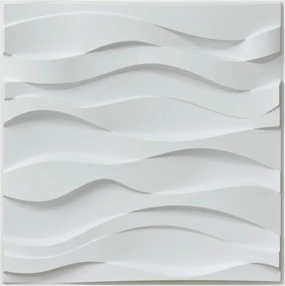 Art3d 12 Stück PVC 3D-Wandpaneele, gewelltem Design, 50 x 50 cm, Mattweiß