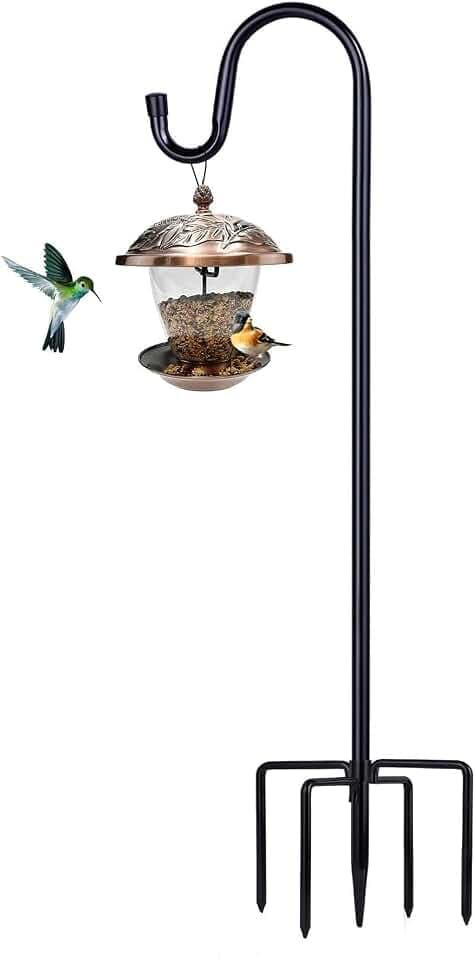 Shepherd Hooks for Outdoor, ToyHotels 1 Pack 78 Inch Bird Feeder Pole with 5 Prongs Base for Hanging Lantern, Hummingbird Feeder, Lightweight Plant, Shepherds Hook for Bird Feeders for Outside