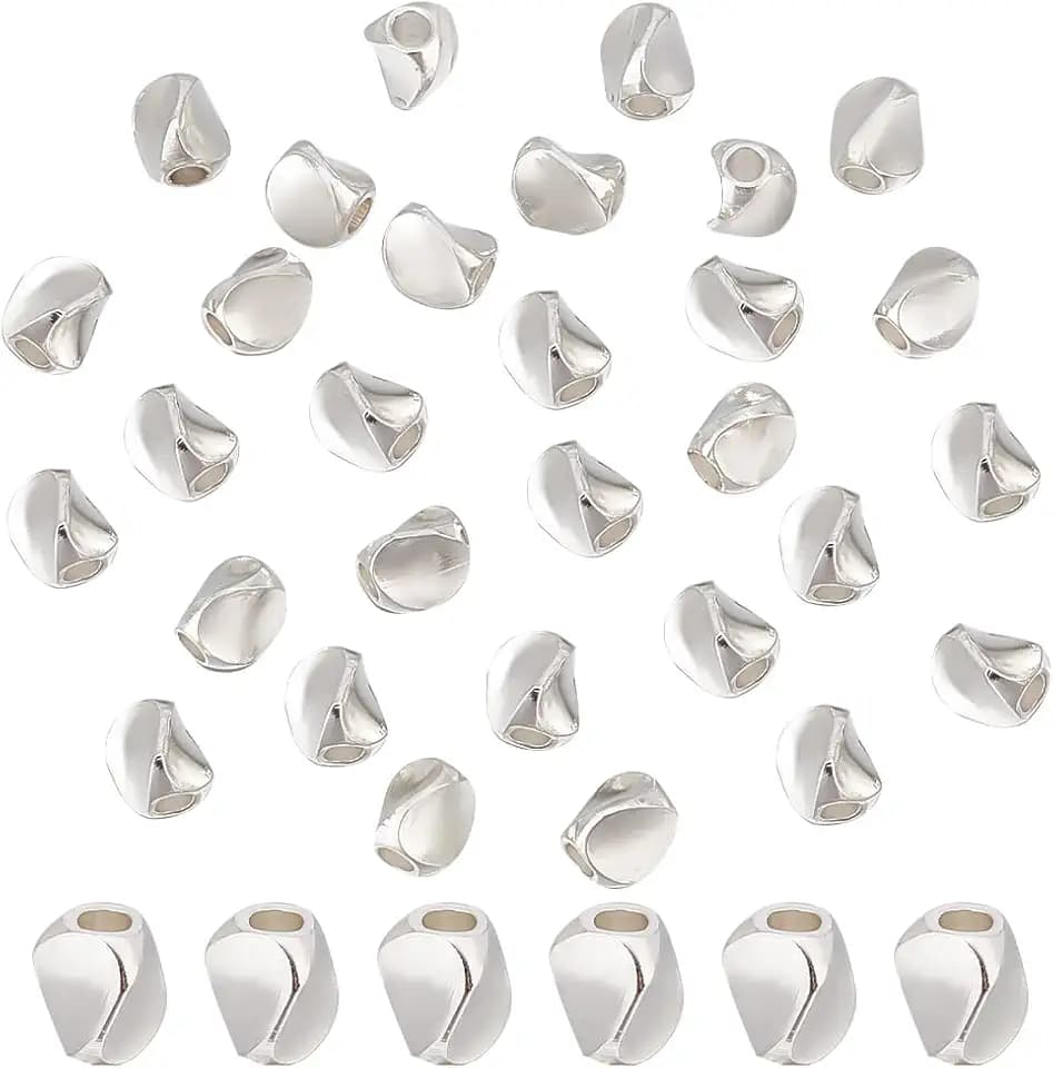 PH PandaHall 50 Stück 925 Perlen Aus Sterlingsilber Für Die Schmuckherstellung 4.5 mm Dreieckige Messing Abstandsperlen Langlebige Plattierte Perlen Für Die Herstellung von Armbändern Halsketten