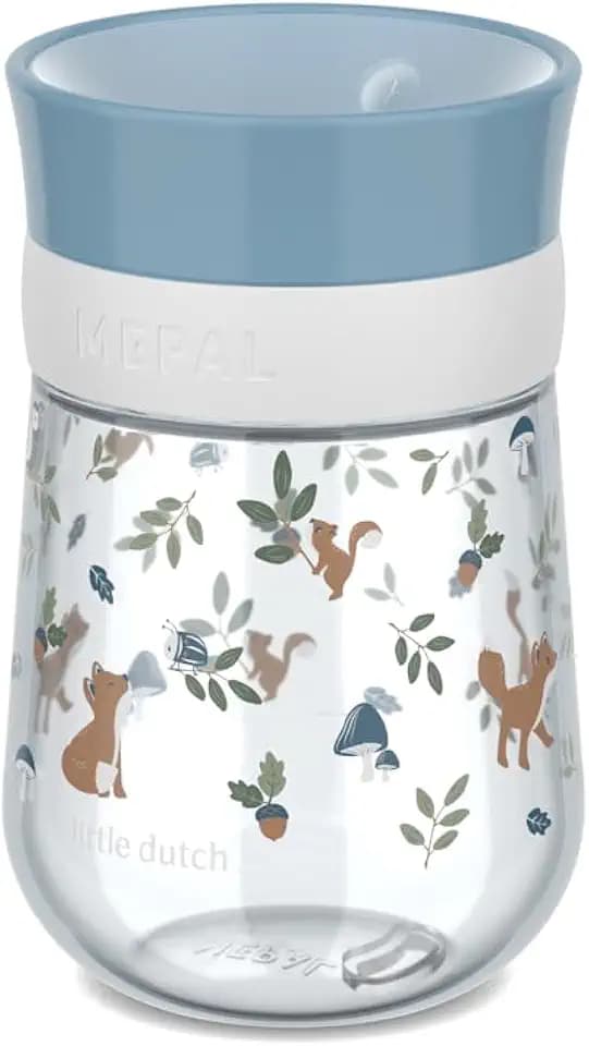 Mepal - Trinklernbecher 360° Mio Little Dutch - Auslaufsicher - 360 Rand ermöglicht das Trinken von jeder Seite - Intelligenter Deckel schließt sich, wenn das Trinken aufhört - 300 ml - Forest Friends