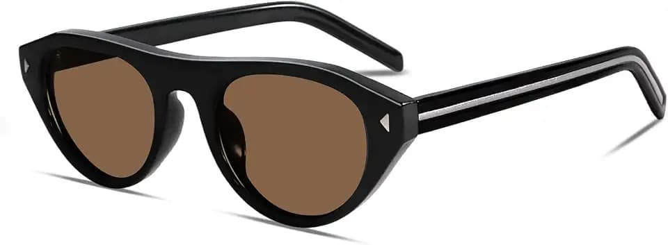 GUVIVI Retro kleine ovale Sonnenbrille für Frauen Männer trendy chic Katzenauge schmale Sonnenbrille Mode Sunnies