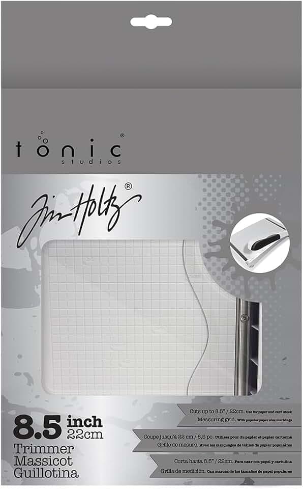 Tonic Studios Paper Cutter Tool - Guillotine Paper Trimmer for Scrapbooking, Vinyl, and Craft Paper - 8.5 Inch Cutting Length with Ruler and Grid Lines