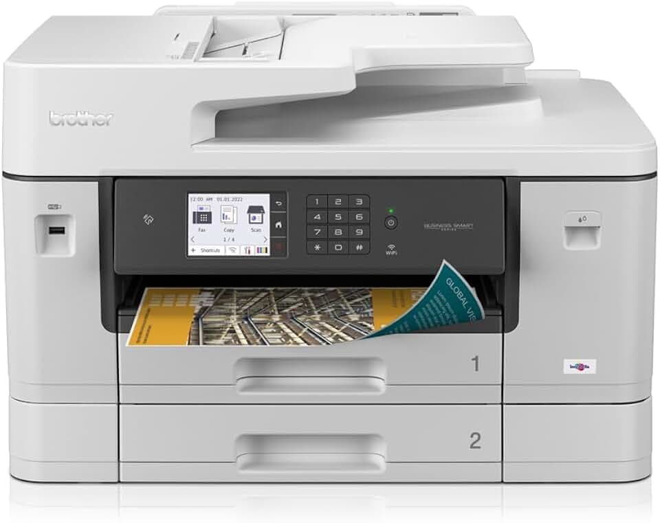 Brother MFC-J6940DW DIN A3 4-in-1 Farbtintenstrahl-Multifunktionsgerät (2 x 250 Blatt Papierkassette, Drucken, Scannen, Kopieren, Faxen), Weiß