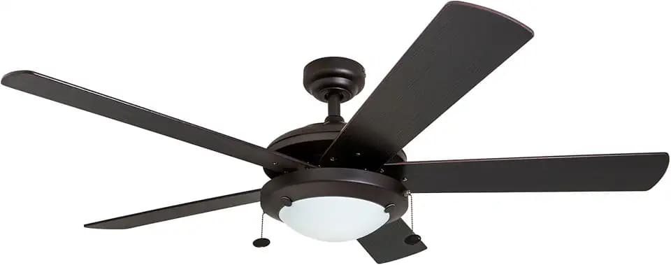 Prominence Home Bolivar, 132 cm moderner LED-Deckenventilator mit Licht, Zugkette, zwei Befestigungsmöglichkeiten, Dual-Finish-Flügel, reversibler Motor - 80099-01 (Espresso)