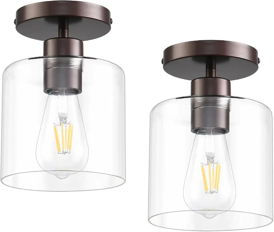 Oil Rubbed Bronze Semi Flush Mount Ceiling Light, 2 Pack