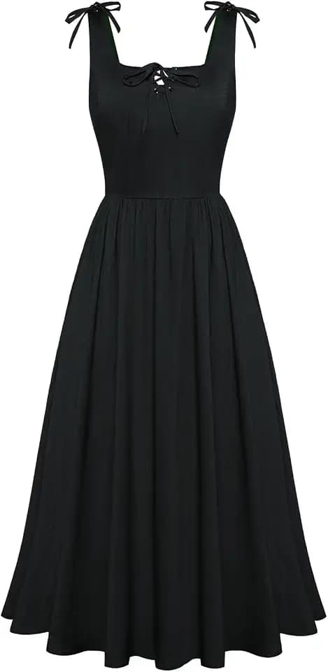 SCARLET DARKNESS Damen Renaissance Sommerkleider Lace-up Steampunk High-Low Saum Spaghettiträger Corsagenkleider