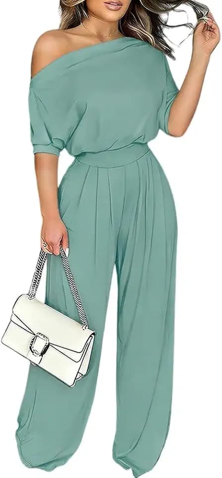 ChicMe Couture Women's One Shoulder Wide Leg Jumpsuits