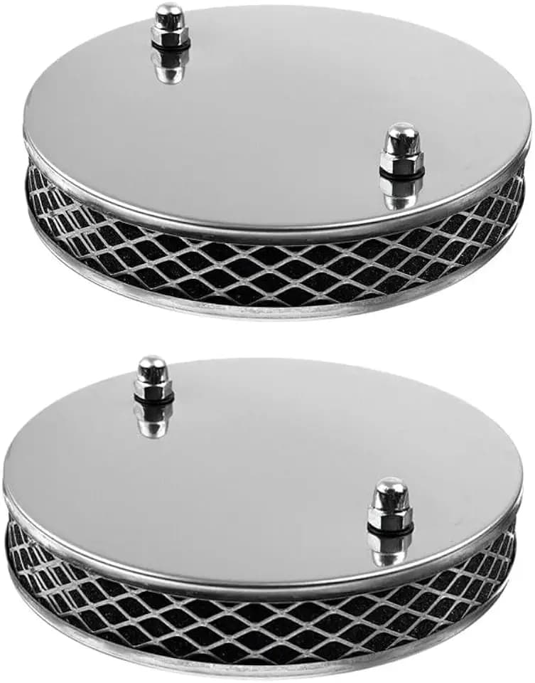 Pair of Chrome Pancake High Air Filters Airflow Plated Air Cleaner Element Compatible with 1/4" SU MG Midget Triumph Spitfire