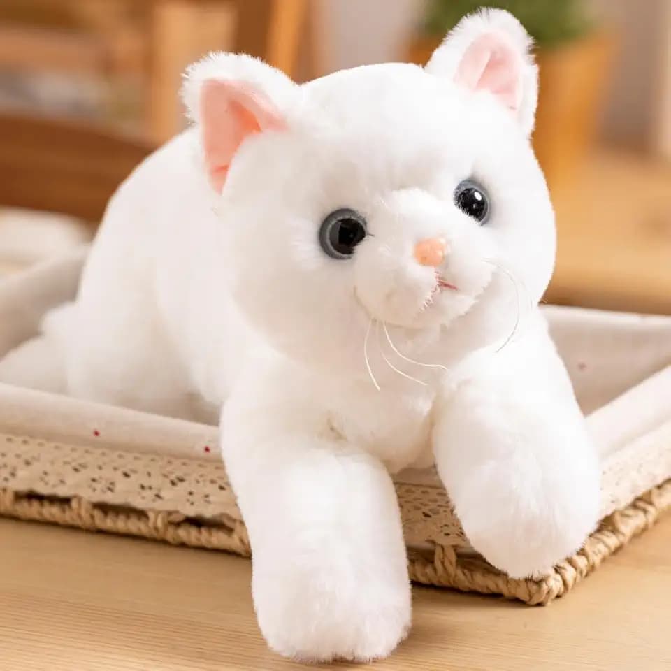 SNOWOLF Microwavable Weighted Stuffed Animal White Cat Heated Pad Plush Toy