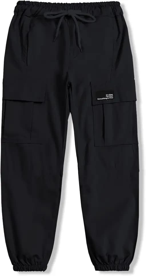 Cromoncent Girls&Womens Cargo Pants Elastic Waist Lightweight Outdoor Jogger Pants, 6 Years - XX-Large
