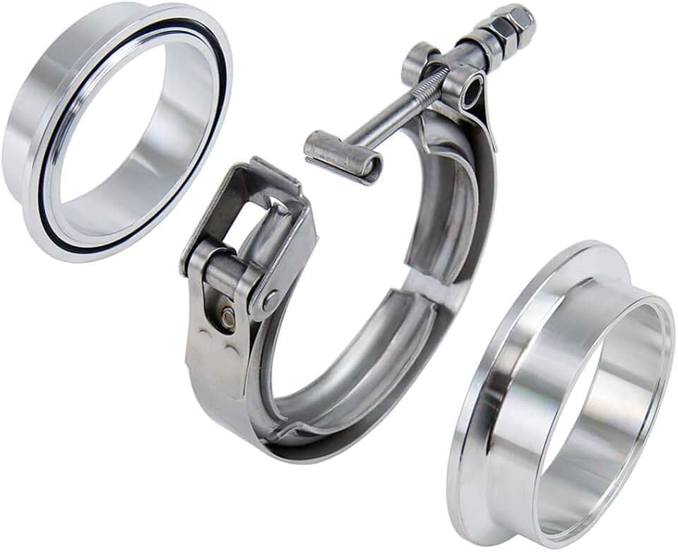 HPS Performance Stainless Steel 4"" (102mm) V Band Clamp Kit, Aluminum Flanges, NBR O-Ring, Quick Release