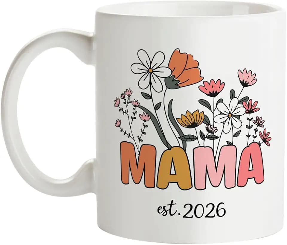 Fatbaby Mama Mug, Mom Est 2026, Mother's Day Coffee Mug Gift for New Mom, Baby Shower Gifts, Pregnancy Gift For Women Coworker 11oz Tea Cup