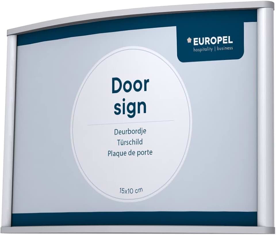 EUROPEL Türschild einfach und elegant, leicht gewölbt 15X10cm. Schrauben oder kleben, Quer- oder Hochformat, PVC-Entspiegelte Abdeckscheibe, Farbe silber, inkl. Montagematerial (Schrauben+Klebeband)