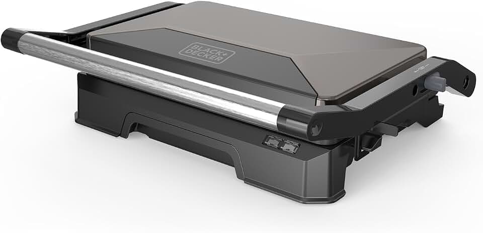 Black+Decker - Kontaktgrill 1000W, 180° Öffnung, Antihaftbeschichtung