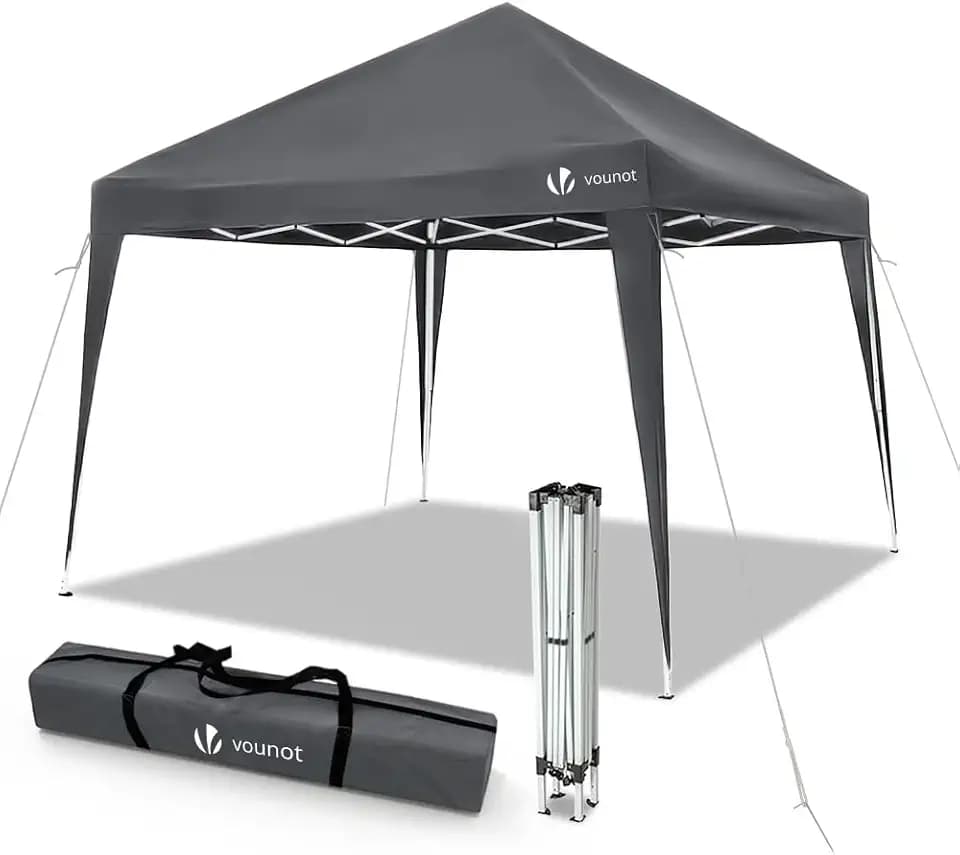 VOUNOT® Pavillon Faltbar 3x3m, mit 4 Sandsäcke, Pop Up Faltpavillon, UV-Schutz 50+, Grau