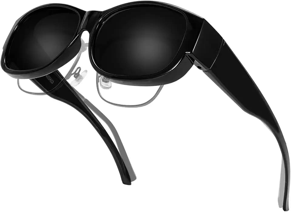 Hifot Polarisierte Überzieh Sonnenbrille Damen Herren, Kleiner Rahmen Sonnenbrille Über Normale Brille, Polarisierte Überbrille für Brillenträger mit UV Schutz, Sonnenüberbrille für Fahrrad & Draußen