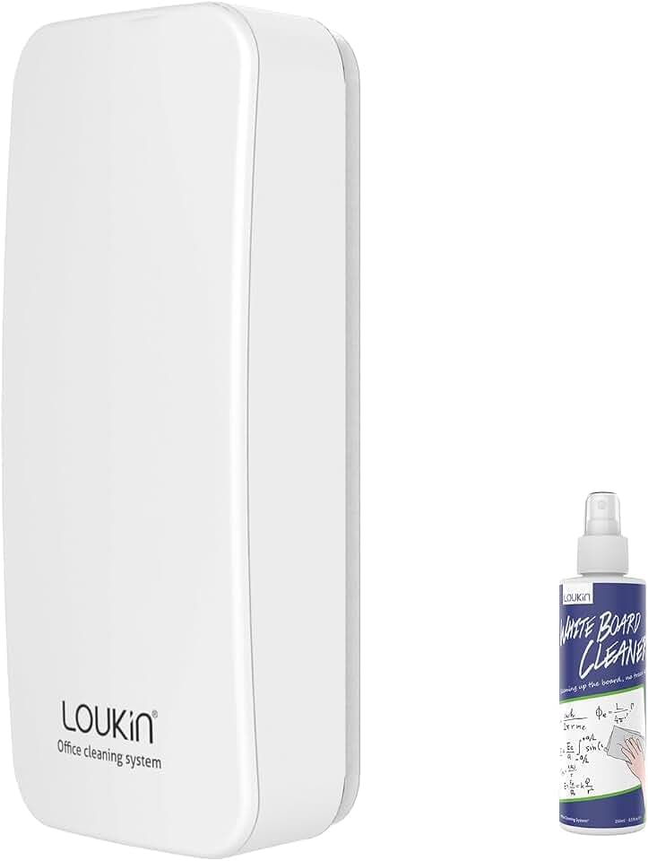 LOUKIN Magnetischer Whiteboard-Radierer, mit 100 ml Reiniger, Weiß