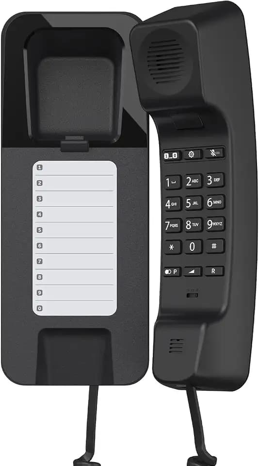 Gigaset Desk 200 - Schnurgebundenes platzsparendes Telefon mit elastischem Kabel - 10 Kurzwahleinträge - Wahlwiederholung - MFV- oder Impulswahl einstellbar, schwarz [Deutsche Version]