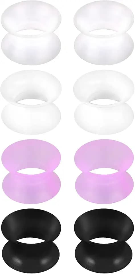 D.Bella 4 Paar Ohr-Plugs aus Silikon, flexibel, 6/8 / 10/12 / 14/16 / 18/20 mm