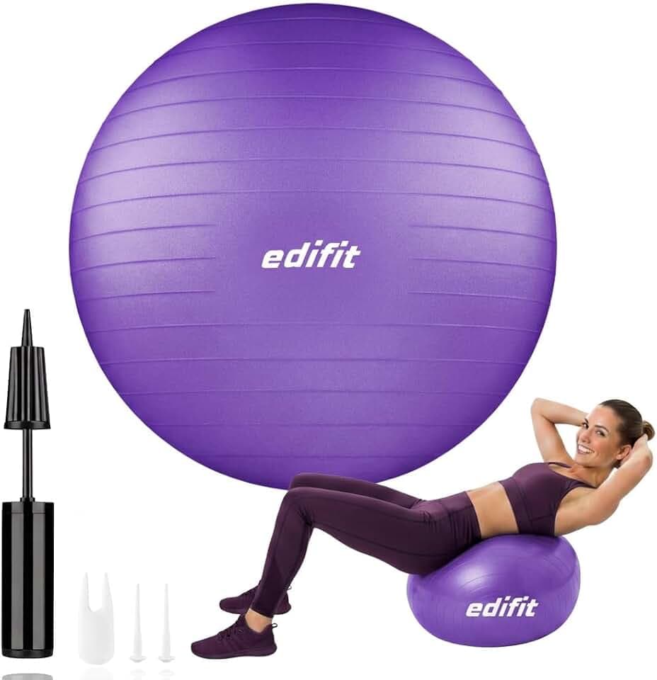 EDIFIT, Gymnastikball, 55, 65 und 75, Pezziball, Einschließlich Inflator, Pilates Ball, Sitzball, Pilates, Yoga Ball, Gymnastik