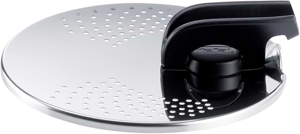 Tefal Ingenio Abtropfdeckel, Edelstahl, einfache Aufbewahrung, verschiedene Durchmesser, Ingenio, spülmaschinenfest, L9829402, Edelstahl und Schwarz, Deckel für Abtropfgitter 14-20 cm