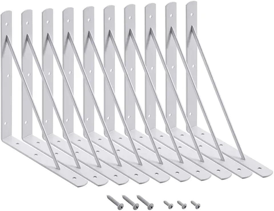 HOME MASTER HARDWARE Wall Shelf Brackets, 10x8 Inch L Brackets, 10 Pack