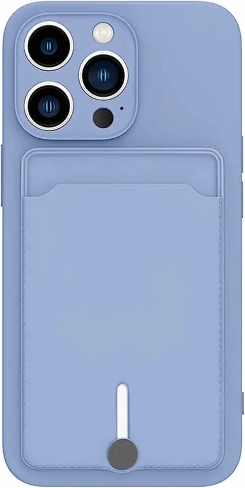 for iPhone 16 Pro Phone Case with Card Holder [Slim + Protective] Silicone Phone Case Compatible with iPhone 16 Pro Case Wallet for Women Men (Purple Blue)