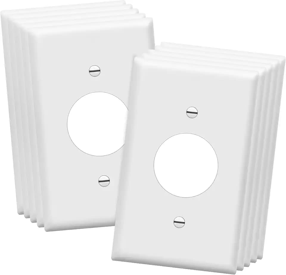 ENERLITES 1.406" Hole Single Receptacle Outlet Wall Plate, Size 1-Gang 4.50" x 2.76", Polycarbonate Thermoplastic, 8851-W-10PCS, White (10 Pack)