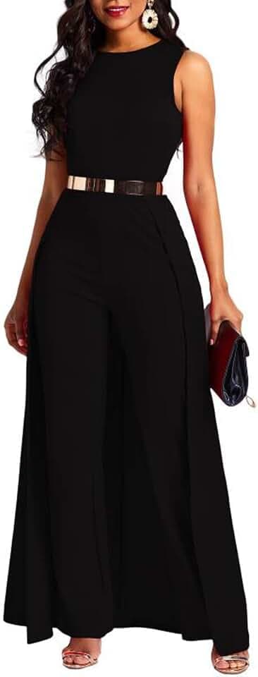 VERWIN Damen-Overall, Patchwork-Overlay, verziert, einfarbig, hohe Taille, ärmellos