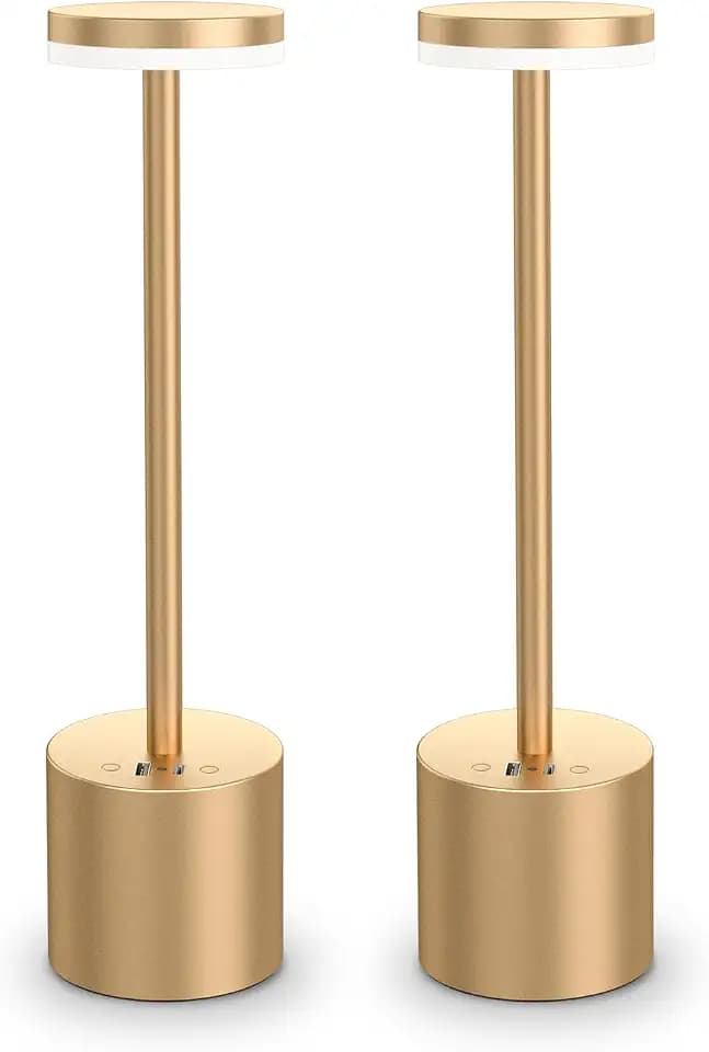 2Pcs Cordless Table Lamps Rechargeable-8000mAh Battery Operated Table Light, 9 Colors Portable LED Desk Lamp for Bedroom,Outdoor,Camping-Gold
