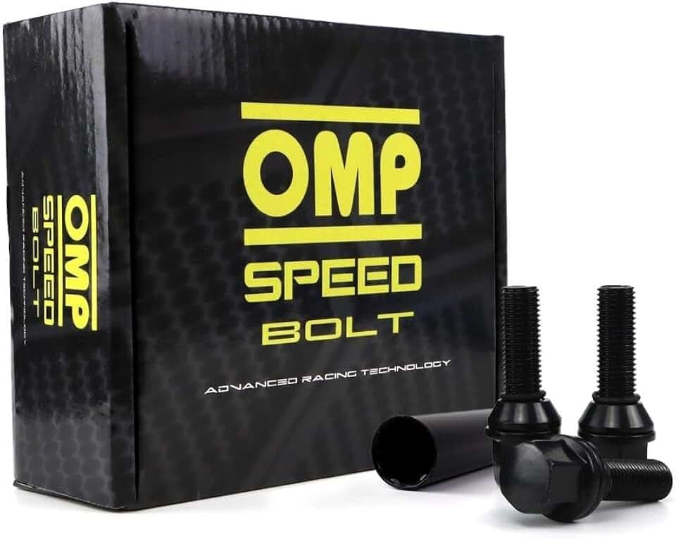 OMP SPEED 20 Stück Radschrauben mit metrischem M14x1,25 Schraubenschlüssel 17/19 Langgewinde 27mm Schwarz und Material DIN 10,9