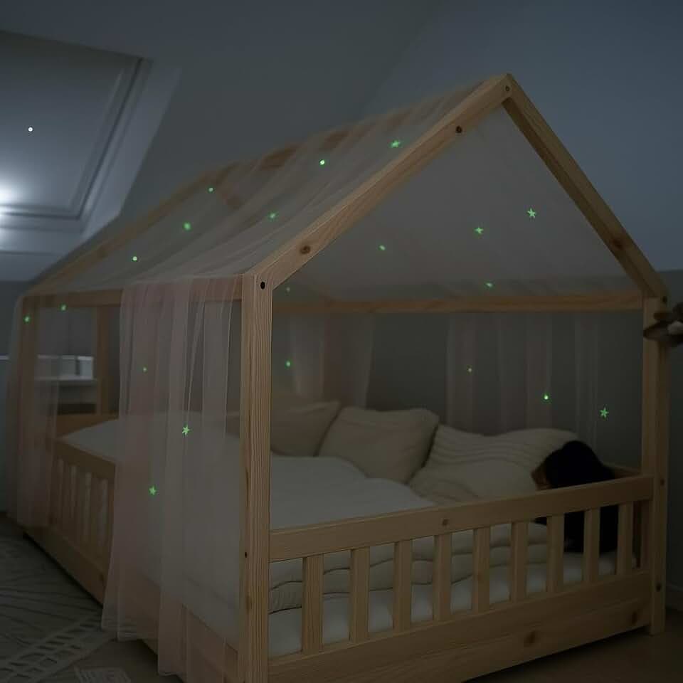 lilimaus Hausbett Himmel mit leuchtenden Sternen - Betthimmel Hausbett Deko