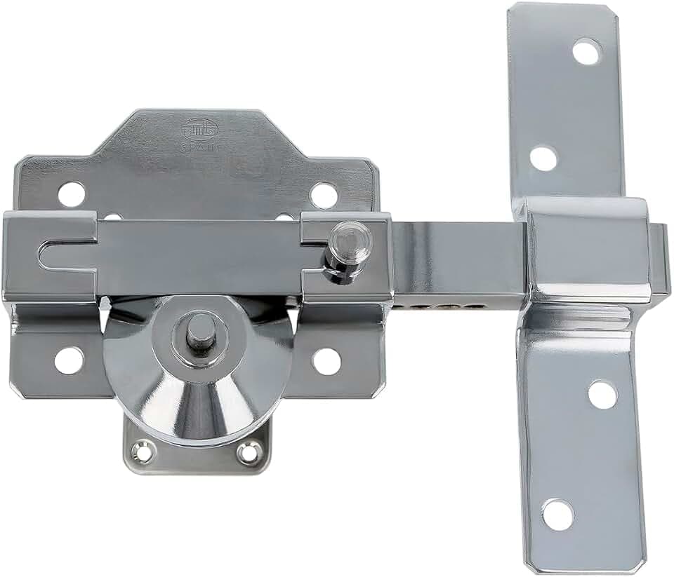 Amig Sicherheitsriegel mit Rundzylinder – Hoher Auszugsschutz – Inkl. 5 Schlüssel – 153 x 88 mm – Aufputzschloss – Stahl – 50-mm-Zylinder – Silber