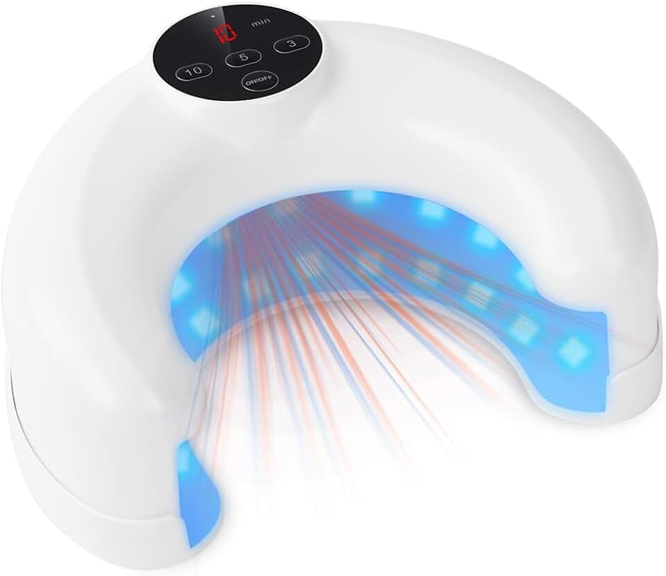 AOOWU Nagelpilz Laser Gerät mit Zeitanzeige, Lichttherapiegerät für Nagelpilz, Nagelpilz-Laser, Nagelpilz Lasergerät für Finger & Fußnägel, Lllt Laser Lllt-gerät, Blau Licht 14 * 470NM & 8 * 910NM