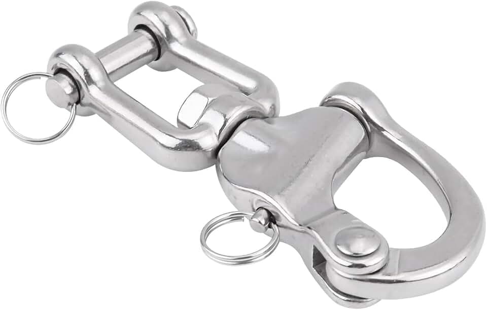 Watris Veiyi 128mm Schäkel Edelstahl, Schwenk Schnappschäkel, Schnellspanner Marine-Drehschäkel, für Segelboot Spinnaker-Fall