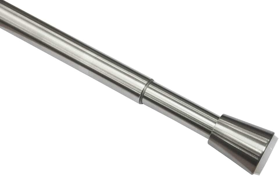 GARDINIA Spannstange, Ausziehbar, Gardinenstange ohne Bohren und Schrauben, Edelstahl, Ø 23/26 mm, Länge 130 - 220 cm