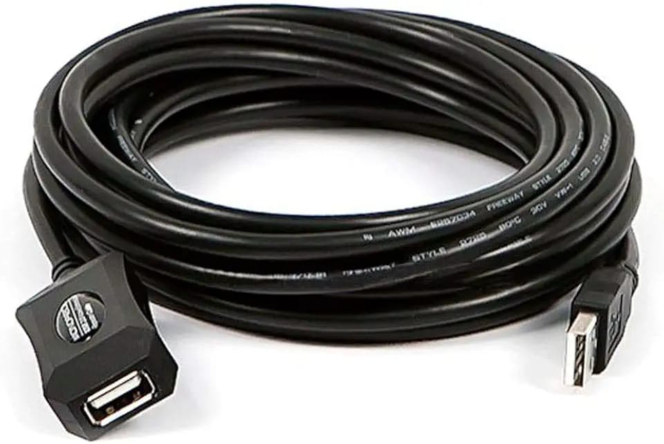 Monoprice USB 2.0 Male to Female Active Extension/Repeater Cable - Use with PlayStation, Xbox, Kinenct, Oculus VR, Card Reader, Hard Drive, Keyboard, Printer, Camera, 20/28AWG, 16 feet, Black