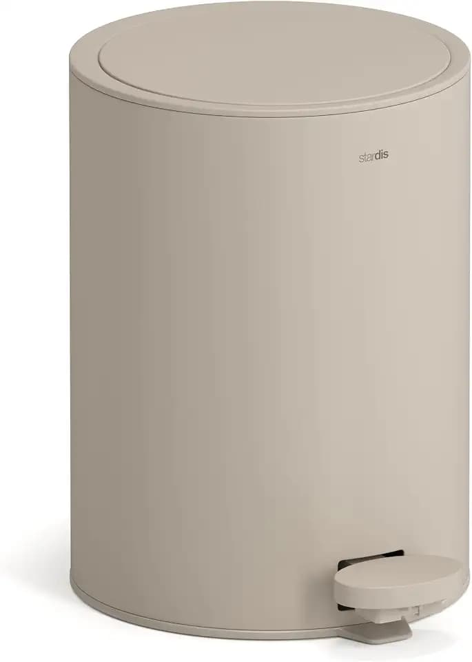 3 Liter Treteimer Edelstahl matt Softclose Klappdeckel leise schließend Inneneimer Mülleimer Abfalleimer Badeimer taupe beige