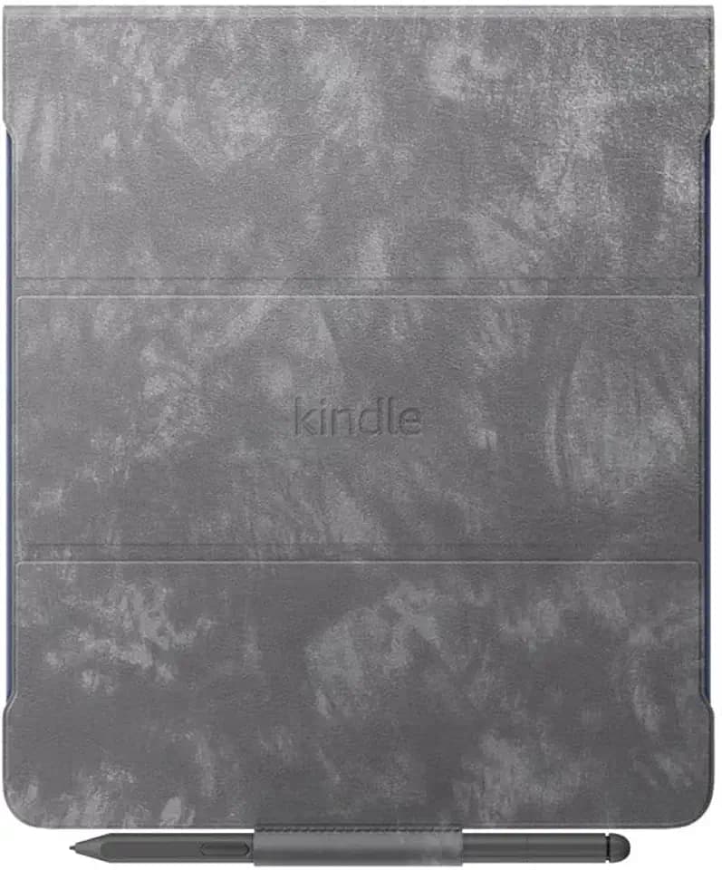 Amazon Kindle Scribe Brush Print Leather Folio Cover with Magnetic Attach, Sleek Protective Case